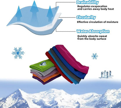 Cooling Towels, Soft Breathable Sweat Ice Towel for Sports, Yoga, Gym, Golf, Camping, Running, Fitness, Workout & More Activities