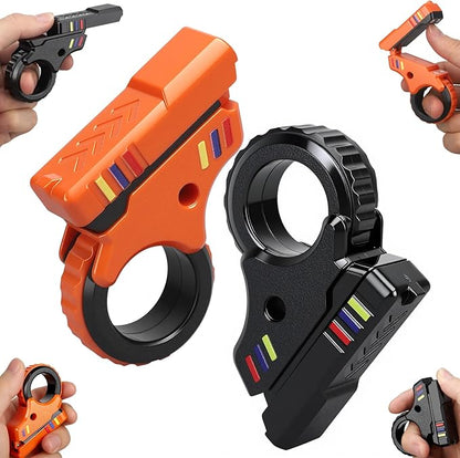 Fidget Slider Ring Plastic Gun Toy for Kid Adult, Push Flip Clicker Transformable Sensory Textured Finger Spinner for Stress Relief Relax, Cool Gadget Birthday for Boy Girl Man