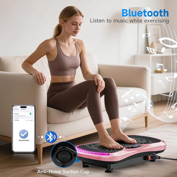 Vibration Plate Exercise Machine for Lymphatic Drainage, Vibration Machine for Full-Body Weight Loss Shaping, Vibrate Fitness Platform 400 Lbs & 200 Adjustable Speeds for Women Men Home Gym