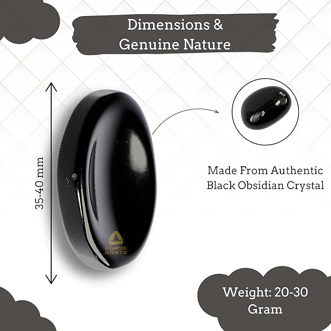 Black Obsidian Worry Stones – Crystal Thumb Worry Stone for Anxiety, Stress – Relaxing and Soothing Balance Stones for Meditation, Stress Relief – Healing Stones and Crystals for Men and Women