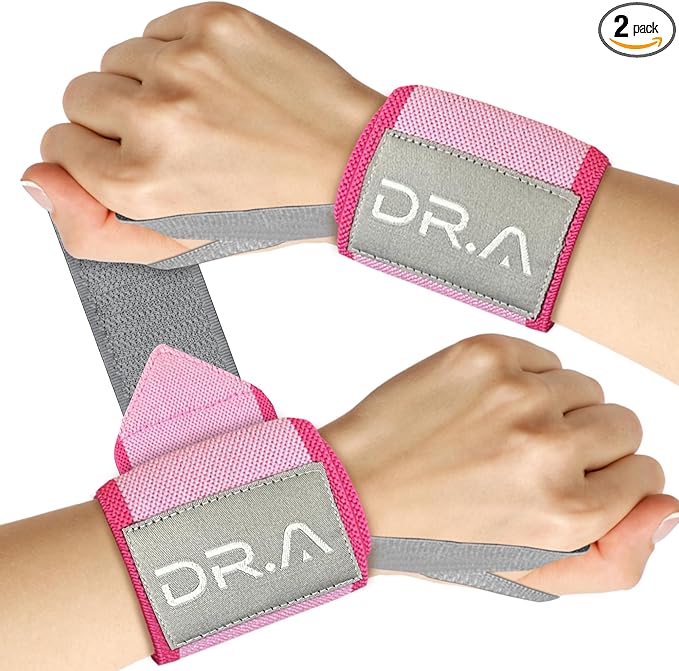 Doctor-Developed Gym Brace, Lifting Wrist Wraps for Weightlifting, & wrist compression brace for Workout, wrist wraps for weightlifting for Wrist Support, lifting straps gym for Men & Women (Pink)