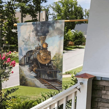 Train Garden Flag 12x18 In Double Sided Yard Flags Lawn Sign Decor No Flagstand