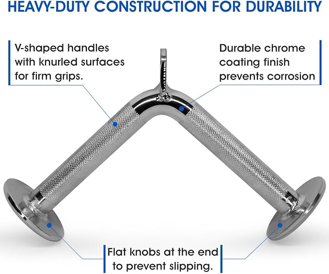 Yes4All Cable Machine Attachment, Tricep Straight Bar, V Bar, LAT Pulldown Attachments/Accessories Load 880lbs for Home Gym