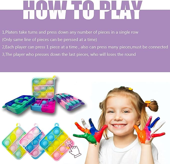 15 pcs Random Color Mini Squeeze Pop Bubble Fidget Sensory Toys, Mini Keychain Wrap Small Relieve Anxiety Stress Toy, Pop Bulk Silicone Classroom Prize for Kids Adult Party Gift