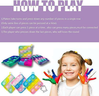 15 pcs Random Color Mini Squeeze Pop Bubble Fidget Sensory Toys, Mini Keychain Wrap Small Relieve Anxiety Stress Toy, Pop Bulk Silicone Classroom Prize for Kids Adult Party Gift
