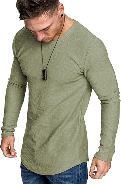 COOFANDY Men 2 Pack Muscle Fitted T Shirt Gym Workout Athletic Long Sleeves Tee