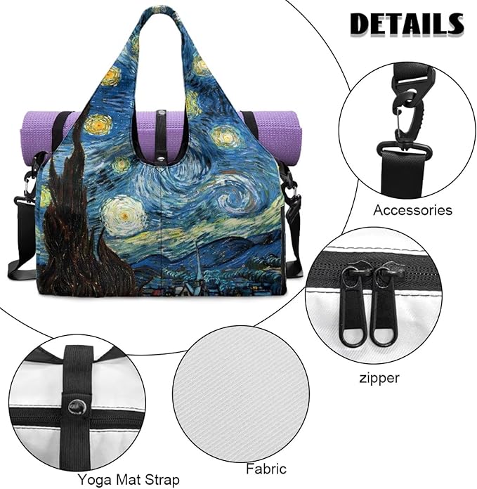 Yoga Mat Bag for Women Men Large Carryall Tote with Adjustable Shoulder Strap for Gym Yoga Travel Pilates Office
