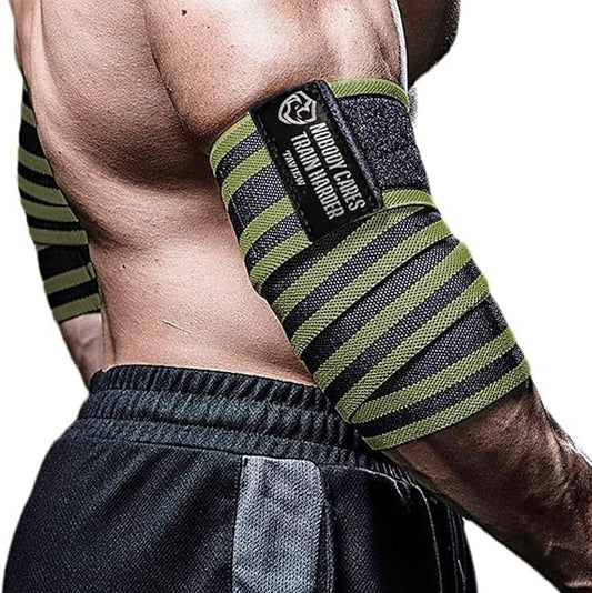 TAVIEW Elbow Wraps for Weightlifting (1 Pair), 47" Elastic Elbow Support & Compression Powerlifting, Fitness, Cross Training & Gym Workout - Elbow Straps for Weight Lifting