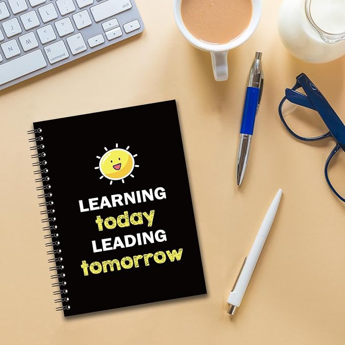 YAZMEEN Inspirational Blank Spiral Notebook（160 Pages） Learning Today Leading Tomorrow Hardcover Sketchbook Encouragement Notebook Journal Funny Birthday Gift for Employee Coworker Friend Office Work