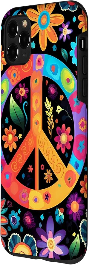 iPhone 11 Pro Max Peace Sign Hippie Floral Case