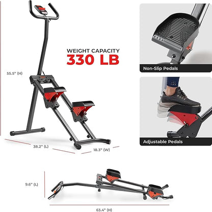 Sunny Health & Fitness Stair Stepper w/Handlebar, Extended Step Range Climber Machine for Legs, Core and Glute Workouts, Connection with Free SunnyFit App