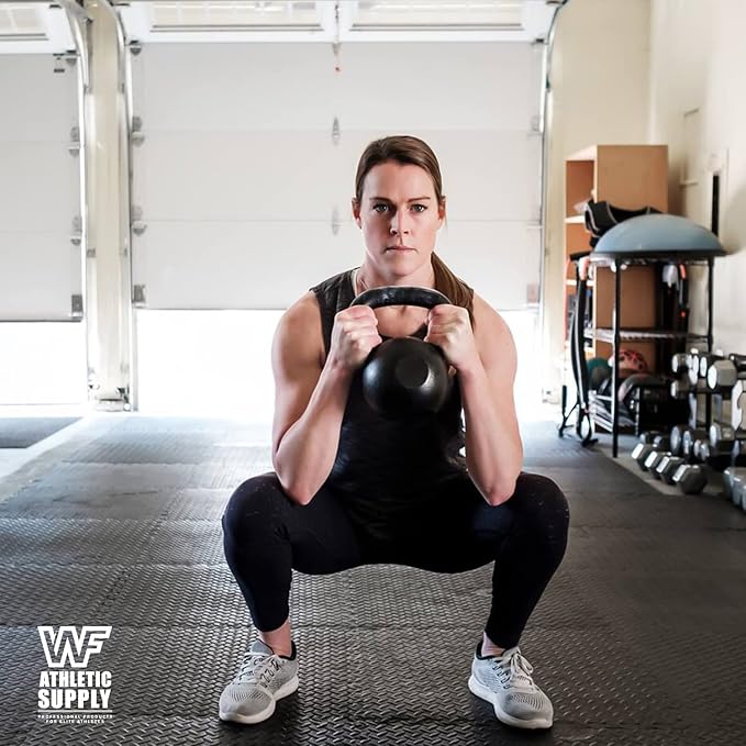 WF Athletic Supply Puzzle Exercise Mat, EVA Foam Interlocking Tiles with Border, 1/2" Thickness Interlocking Soft Foam Puzzle Play Mats for Home Gym, Garage & Kids’ Playroom