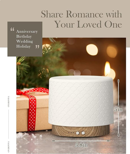 Essential Oil Diffuser, Aesthetic Ceramic Diffusers for Essential Oils,Ultrasonic 280ml Aroma Fragrance Diffuser with Cool Mist Humidifier Deffuser for Home,Office,Yoga,Bathroom