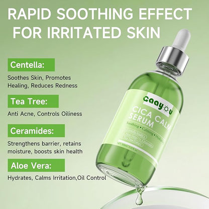 Centella Asiatica Serum Centella Tea Tree Ampoule Facial Serum Korean Centella Serum for Acne-Prone Oil Skin Soothing, Calming, Reduce Redness 105ml