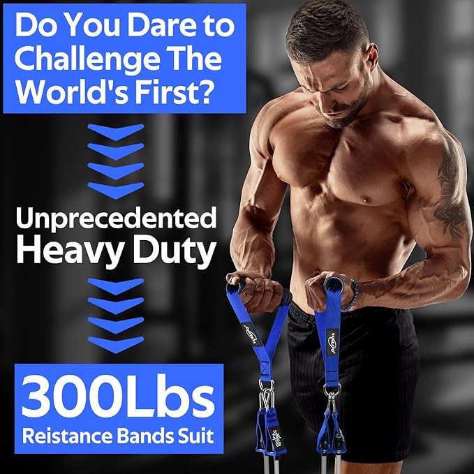 WALITO Resistance Bands Set - Exercise Bands with Handles, Door Anchor, Legs Ankle Straps, for Heavy Resistance Training, Physical Therapy, Muscle Training, Yoga, Home Workouts