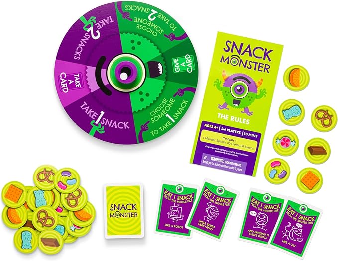 Exploding Kittens Snack Monster 2-6 Players - Ages 4+ - 10 Minutes to Play - Snack Eating Spinner Game - Kid Friendly Card Game, Family Game Night,