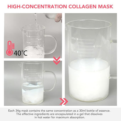 Collagen Face Mask, Hydrating Overnight Hydrogel Mask, Face Masks Skincare Anti Wrinkle Moisturizing, Facial Masks for Women Skin Care Sheet Masks for Face (4ea-Pink)