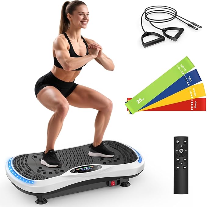 Vibration Plate Exercise Machine for Lymphatic Drainage, Vibration Machine for Full-Body Weight Loss Shaping, Vibrate Fitness Platform 400 Lbs & 200 Adjustable Speeds for Women Men Home Gym