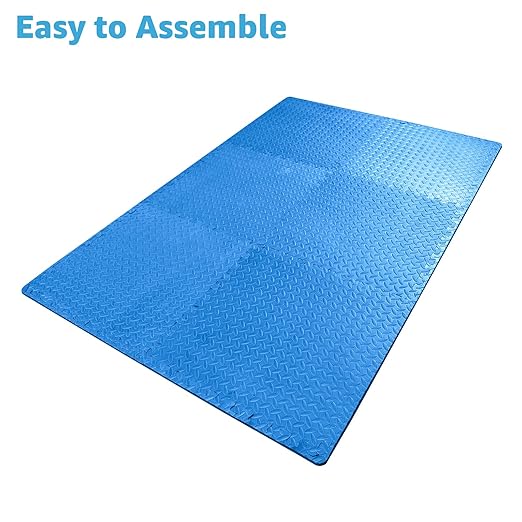 Art3d 24 Sq.Ft Eva Puzzle Exercise Mats, 24"x24" x 1/2" Thick Foam Interlocking Tiles for Gyms, Flooring, Workout, Gym Equipments, Pack of 6, Blue