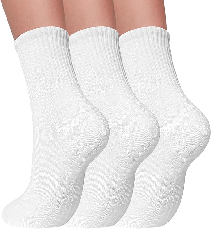 3 Pairs Pilates Socks with Grips for Women Non Slip Grip Socks for Yoga Barre Hospital Workout