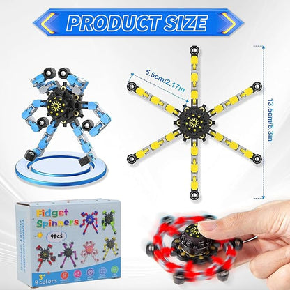 Transformable Fidget Spinners 18-Pack – Sensory Toys for Kids & Adults with ADHD, Autism, Anxiety Relief
