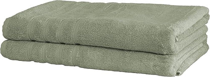 Mosobam Luxury Turkish Towels Set of 2 Bath Sheets 35X70 Seagrass Green 700 GSM Bamboo Viscose & Aegean Turkish Combed Cotton