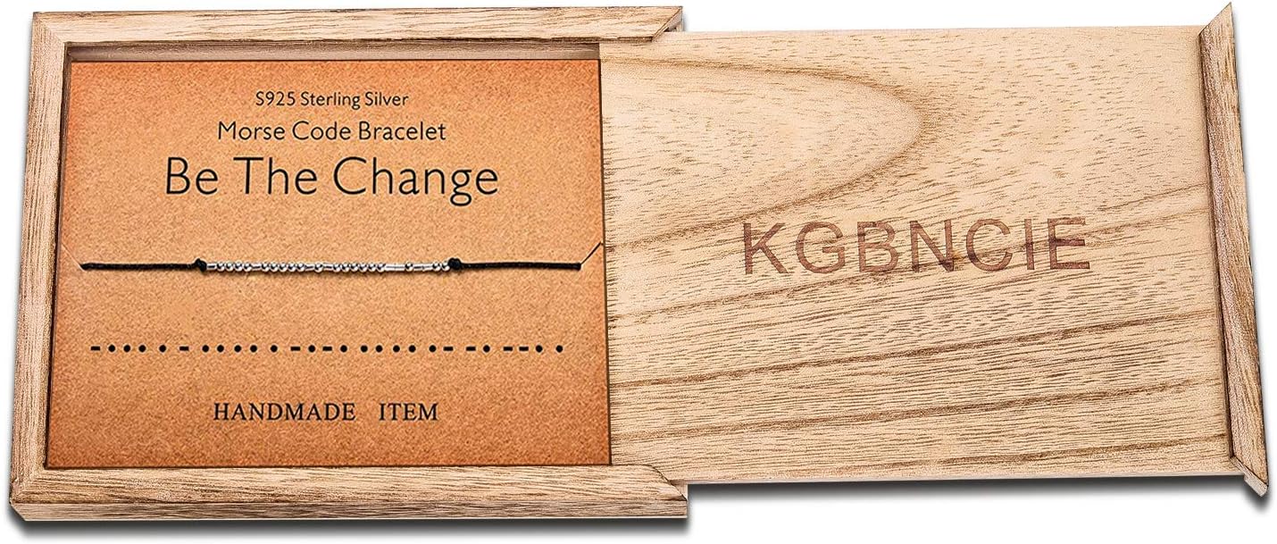 KGBNCIE Morse Code Bracelet for Women Sterling Silver Beads on Silk Cord Secret Message Fuck Friendship Inspirational Encouragement Bracelet Gift for Her