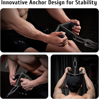 LAT Pull Down Bars Set, Triangular Stability LAT Pulldown Attachments with 8 Ergonomic Handles for Whole Back Training, Non-Slip Cable Machine Attachment for Gym Home Workout