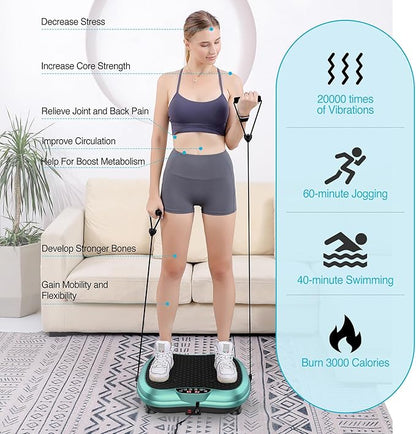AXV Vibration Plate Exercise Machine Whole Body Workout Portable Mini Vibrate Fitness Platform Lymphatic Drainage Machine for Weight Loss Shaping Toning Wellness Home Gyms Workout (Mini)