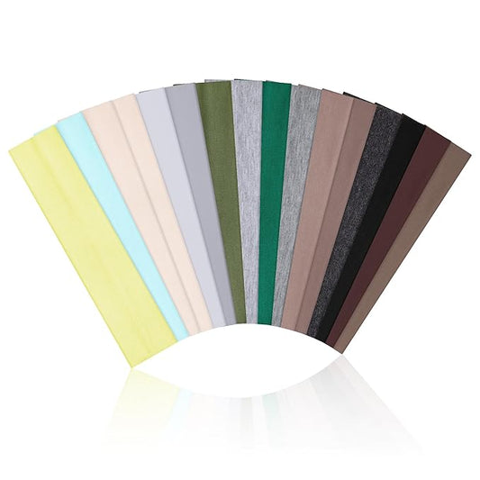 16Pcs Headbands for Women - Multicolor Absorb Sweat Non Slip Absorb Sweat Sports Hair Bands（ Soft Cotton Cloth Stretchy Headbands ）（Suitable for Fitness Yoga Outdoor Exercise ）