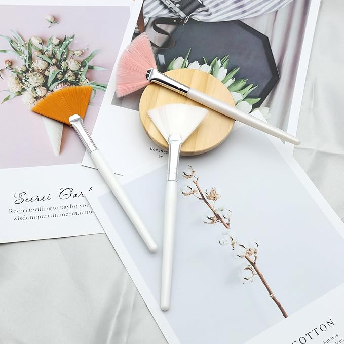 15 Pieces Fan Brushes Soft Fan-shaped Brushes Facial Mask Applicator Brush Cosmetic Makeup Applicator Skin Care Tools for Mud Cream