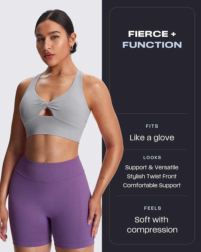 Aoxjox Women's Workout Sports Bras Twist Front Fitness Training Gym Bra Yoga Crop Lola Tank