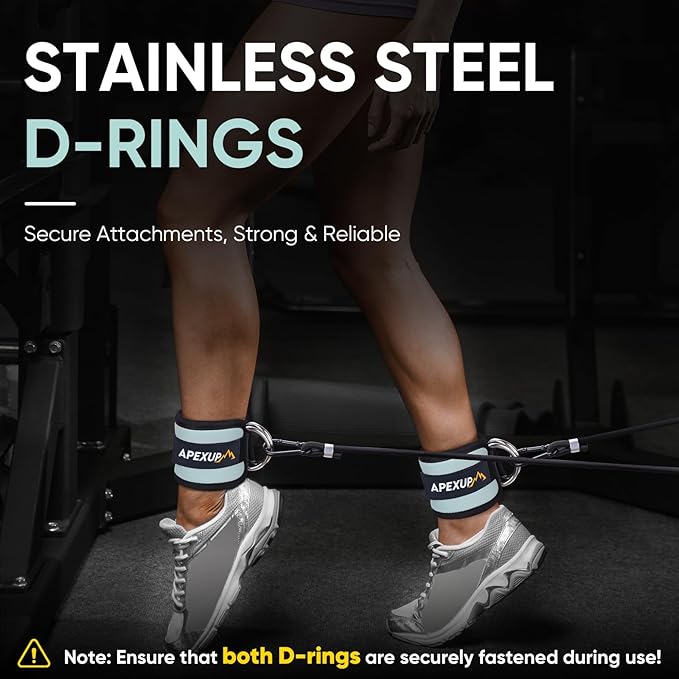 APEXUP Ankle Strap for Cable Machine, Ankle Resistance Bands, Cable Kick Back Straps for Gym, Glute Workouts, Leg Extensions, Adjustable Straps with Neoprene Padding