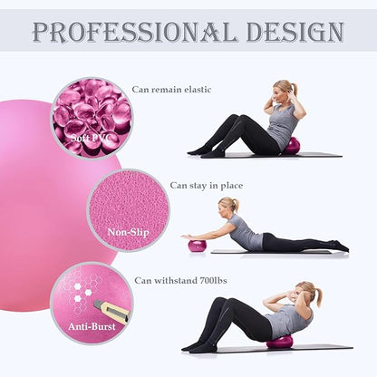 Soft Pilates Ball 9 Inch, Ideal Small Exercise Ball Between Knee Squeeze for Physical Therapy Yoga Core Medicine Abs Pt Bouncy, Mini Rubber Fitball Barre Workout Equipment for Women Men Kid Toddler