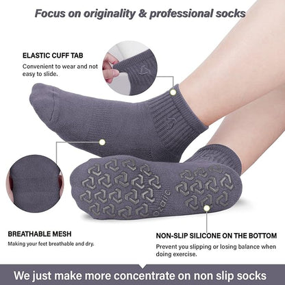 Ozaiic Non Slip Socks Grip for Yoga Home Workout Pure Barre, Pilates, Hospital, Ideal Cushion Socks for Men and Women