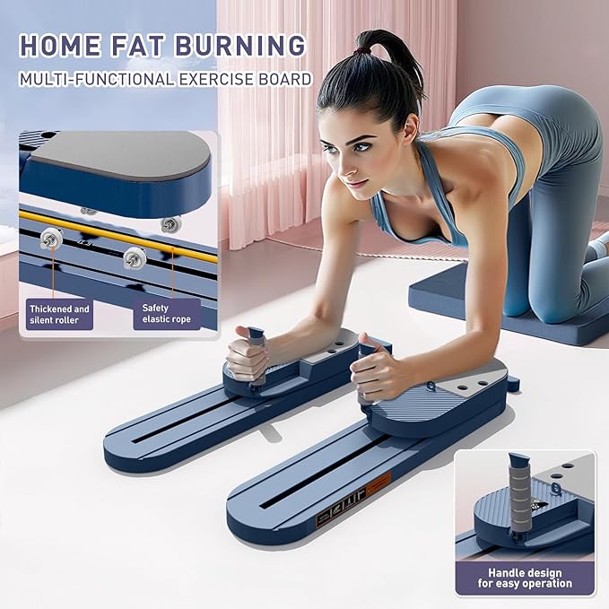 2025 Upgrated Pilates Board, Portable Pilates Reformer with Two Groups Resistance Band and Counter, Multi-Function Abdominal Pilates Board for Home, Suitable for Full-Body Workouts