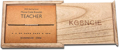 KGBNCIE Morse Code Bracelet for Women Sterling Silver Beads on Silk Cord Secret Message Fuck Friendship Inspirational Encouragement Bracelet Gift for Her