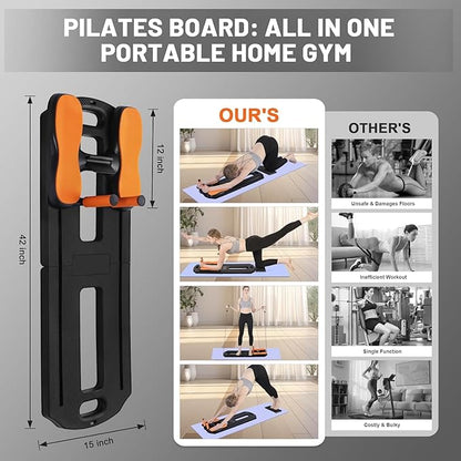 Pilates Board, 2025 Pilates Reformer Set, 5 in 1 Multifunctional Abdominal Board, Portable Ab Core Trainer, Foldable Pilates Reformer Board for Home