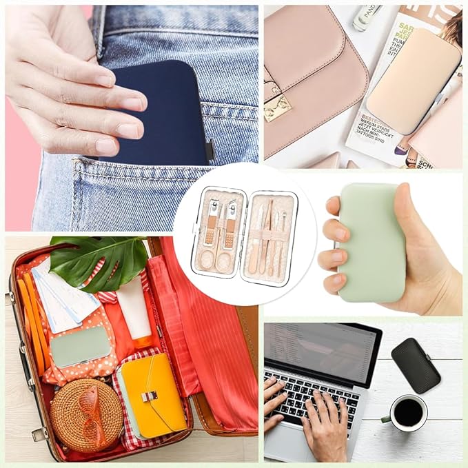 Manicure Set, Nail Clipper Set Stainless Steel Nail Clipper Kit 7 in 1 Manicure Kit Grooming Kit Nail Clippers Fingernail Toenail Clippers Pedicure Kit for Men Women Boyfriend Husband Travel Rose Gold