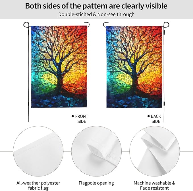 Mosaic Tree Garden Flag 12x18 In Double Sided Yard Flags Lawn Sign Decor No Flagstand