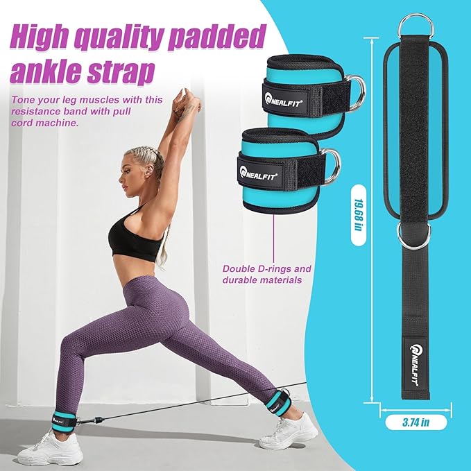 Ankle Strap for Cable Machine, Gym Ankle Cuff for Kickbacks, Leg Extensions, Glute Workouts, Booty Hip Abductors Exercise for Women and Men