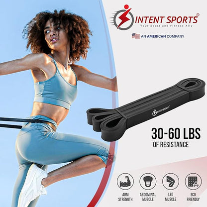 INTENT SPORTS Pull Up Assist Bands – Assistance and Resistance Bands for Pull-Up, Fitness, Body Stretching, Mobility Work, Weightlifting, Heavy Duty - Single/Set – Exercise Videos - eBook!