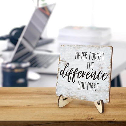 Decorative Desk Decor Motivational Positive Thank You Gifts Employee Appreciation Plaque with Wooden Stand Inspirational Wood Sign for Boss Mentor Leader Coworker Home Office Table Bookshelf