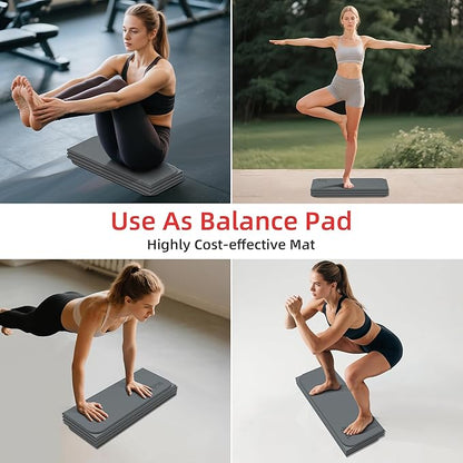 1/2 Inch Extra Thick Yoga Mat Pilates Equipment, 69"x24" Odorless Workout Mats for Home Gym, Non-slip Exercise Mats for Women Men Home Workout, Foldable Yoga Mats for Travel Camping Sleeping