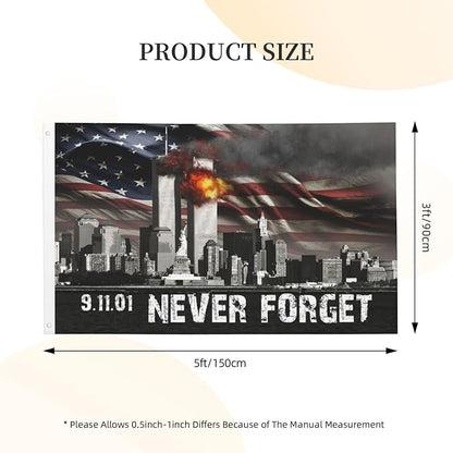 911 Never Forget Flag Memorial day Flags for outside 3x5 Ft Garden Flag Farmhouse Yard Indoor/Outdoor Decorations Banner Decor Gifts