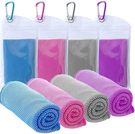 4 Packs Cooling Towels for Neck and Face(40"x 12"), Cool Sweat Towels for Hot Weather, Cooling Towels for Athletes, Lightweight Soft Breathable Towels for Yoga, Sport, Workout, Running, Gym, Camping