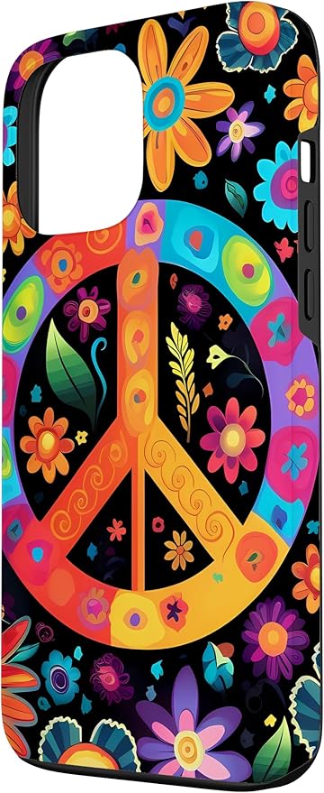 iPhone 13 Pro Max Peace Sign Hippie Floral Case