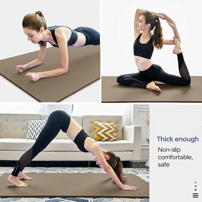 Yoga Mat Non Slip NBR Thick Yoga Mat, 72"L x 32"/24"W x 0.6"/0.4"TH (185cm x 80cm/61cm x 15mm/10mm), Anti-Tear Exercise Mat with Carrying Strap and Bag, Workout Mats for Yoga, Pilates, Floor Exercises