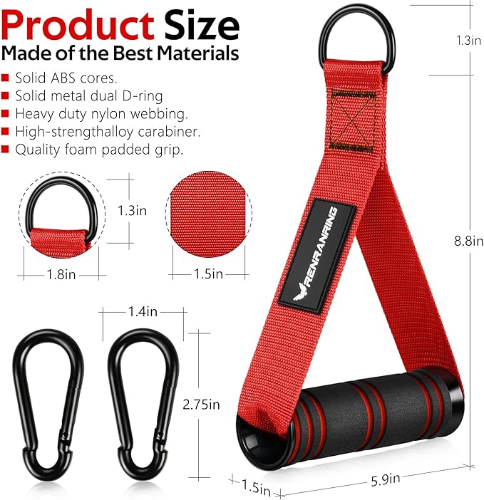 RENRANRING Gym Exercise Handles, Replacement Handle Attachments for Cable Machine Pulleys, Resistance Band and Strength Trainer, Pull Down Workout Accessories, Home Gym Add On Equipment