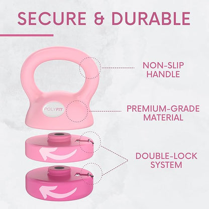 Polyfit Adjustable Kettlebell | 5 lb - 12 lb | Kettlebells Weights Set for Home Gym | Kettle Bell Sets for Women at Home